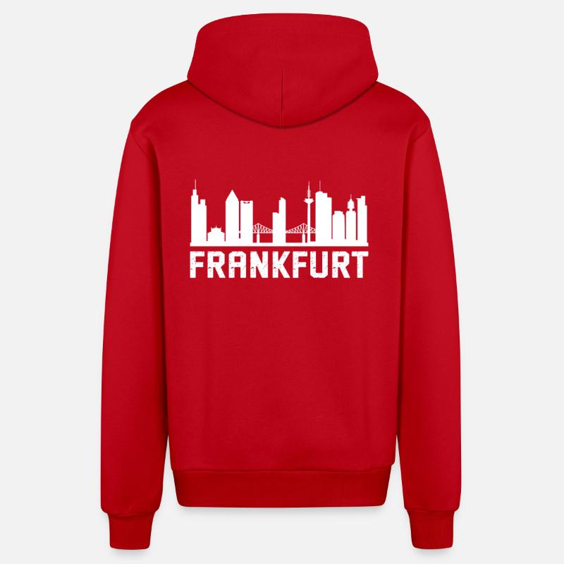 Skyline de Francfort - Veste à capuche bio décontractée fabriquée en UE - rouge
