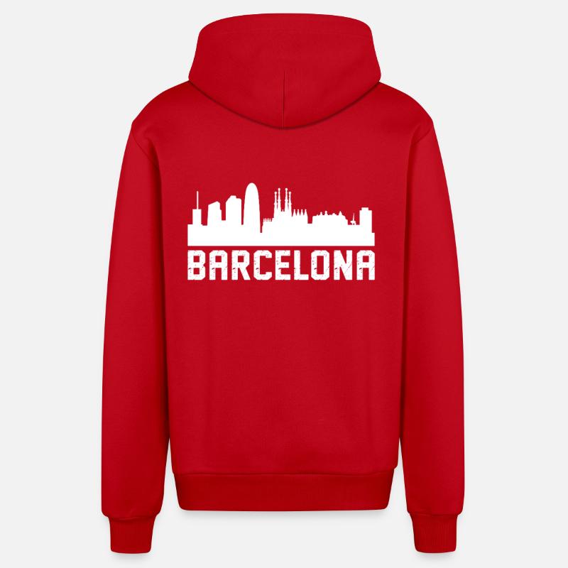 Horizon de Barcelone - Veste à capuche bio décontractée fabriquée en UE - rouge