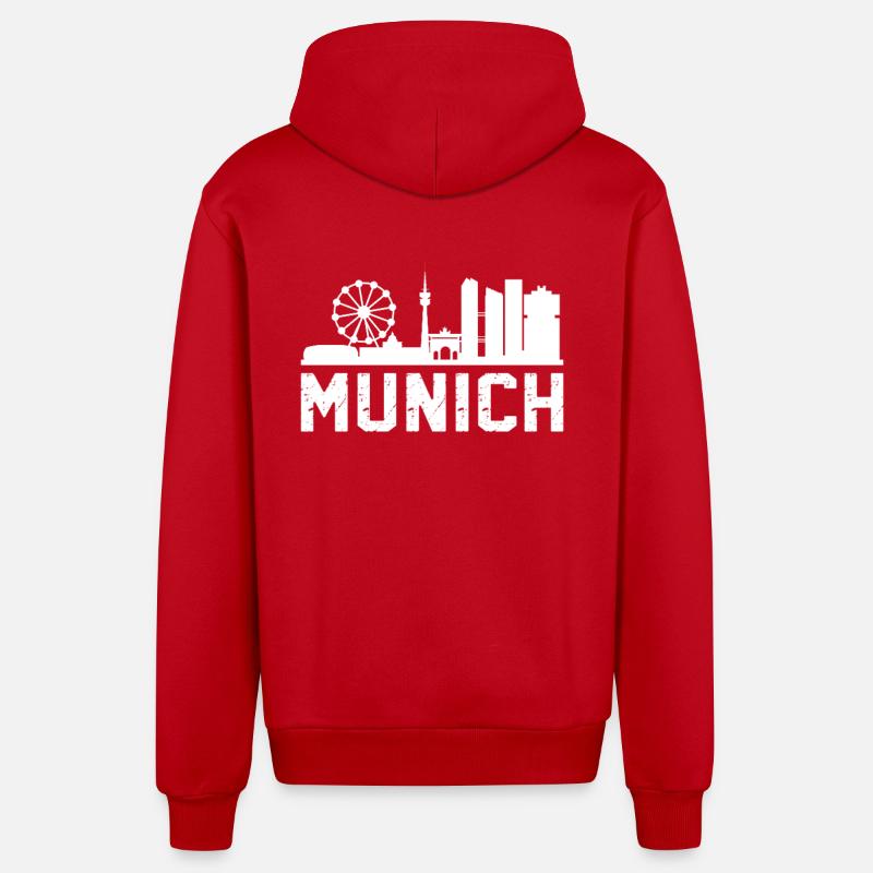 Horizon de Munich - Veste à capuche bio décontractée fabriquée en UE - rouge