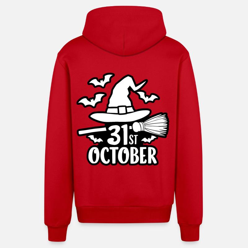 31 octobre Halloween Dicton Citation - Veste à capuche bio décontractée fabriquée en UE - rouge