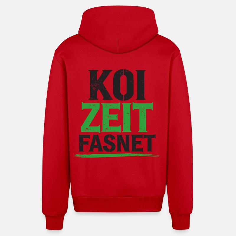 Koi Zeit Fasnet - Carnaval Carnaval - Veste à capuche bio décontractée fabriquée en UE - rouge