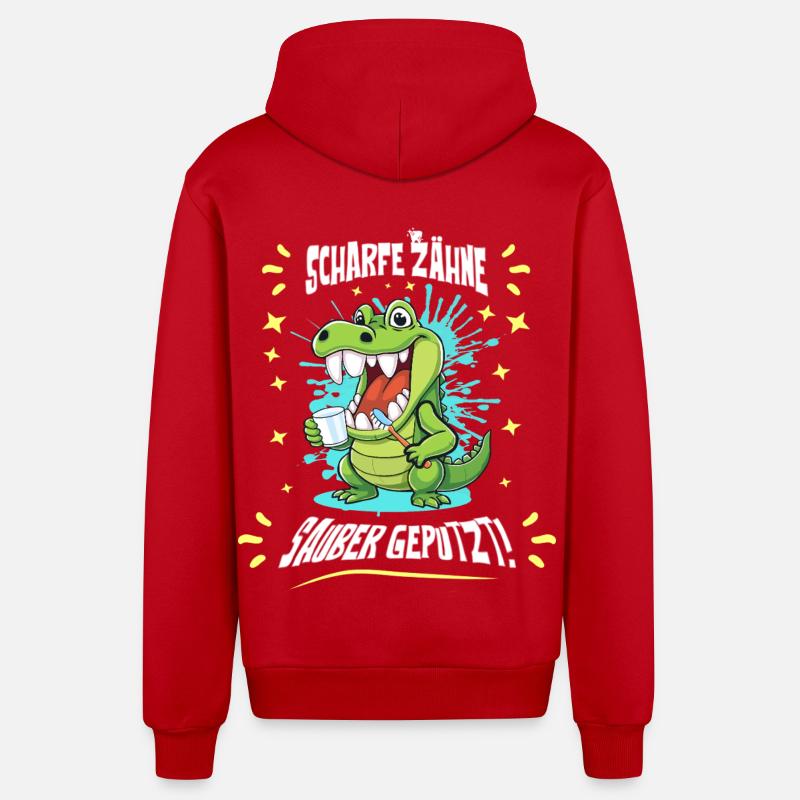 Hygiène dentaire crocodile - Veste à capuche bio décontractée fabriquée en UE - rouge