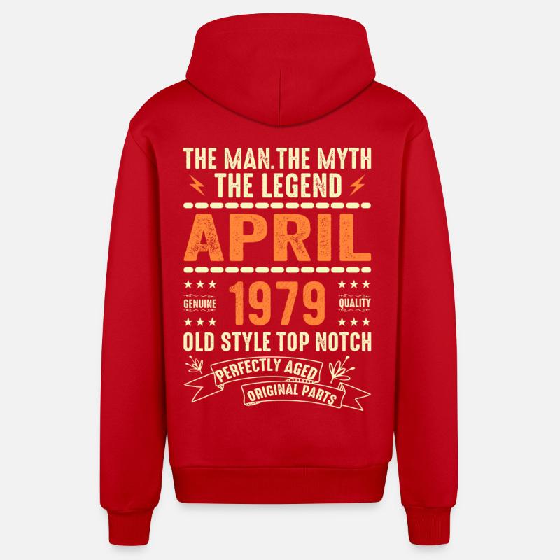Avril 1979, AVRIL 1979 - Veste à capuche bio décontractée fabriquée en UE - rouge