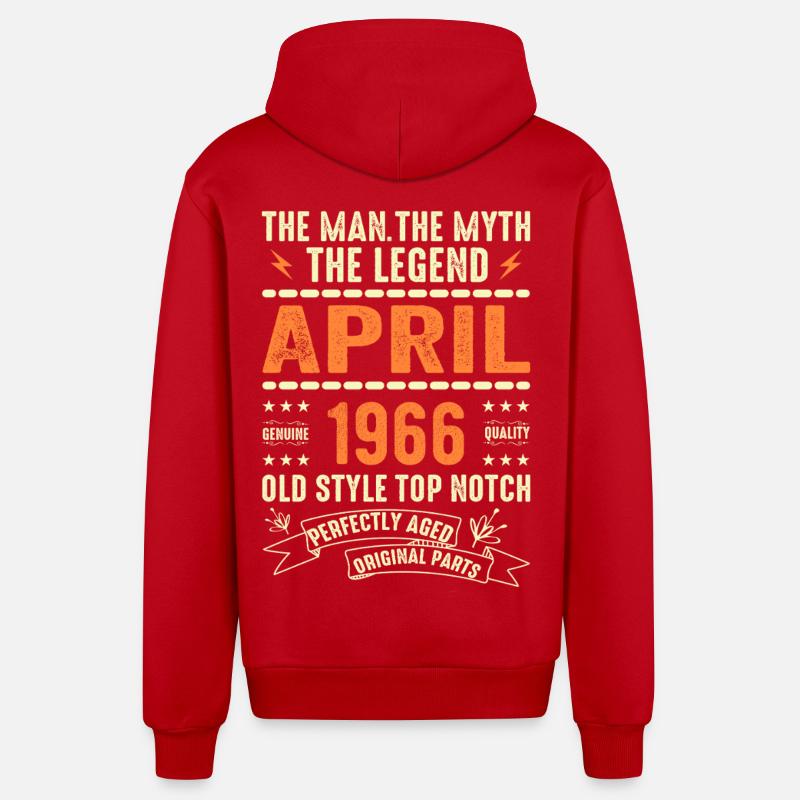 Avril 1966, AVRIL 1966 - Veste à capuche bio décontractée fabriquée en UE - rouge