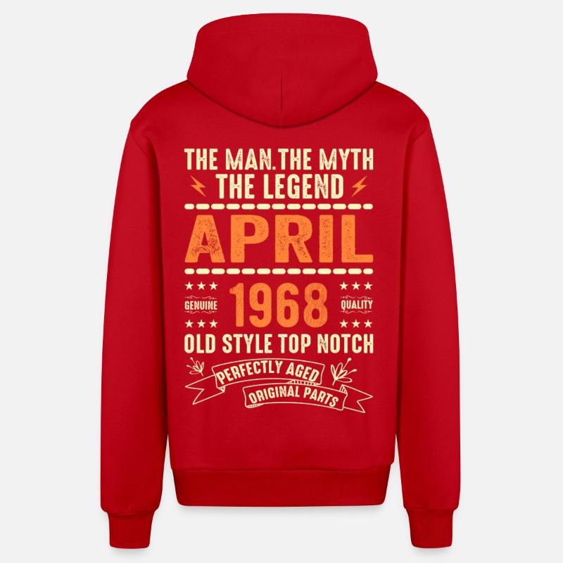 Avril 1968, AVRIL 1968 - Veste à capuche bio décontractée fabriquée en UE - rouge