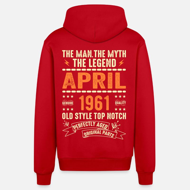 Avril 1961, AVRIL 1961 - Veste à capuche bio décontractée fabriquée en UE - rouge