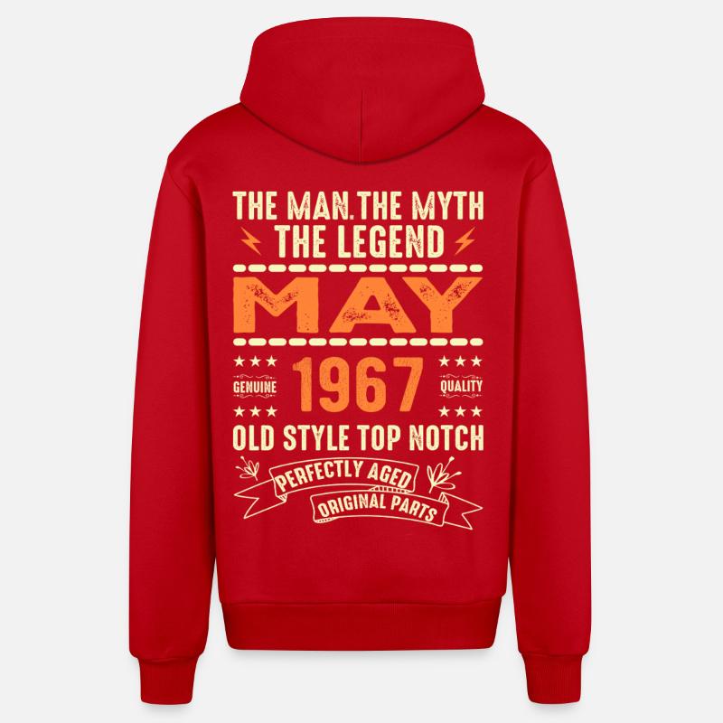 Birthday May 1967 - May 1967 - Organic Relaxed Hooded Jacket Made in EU - red