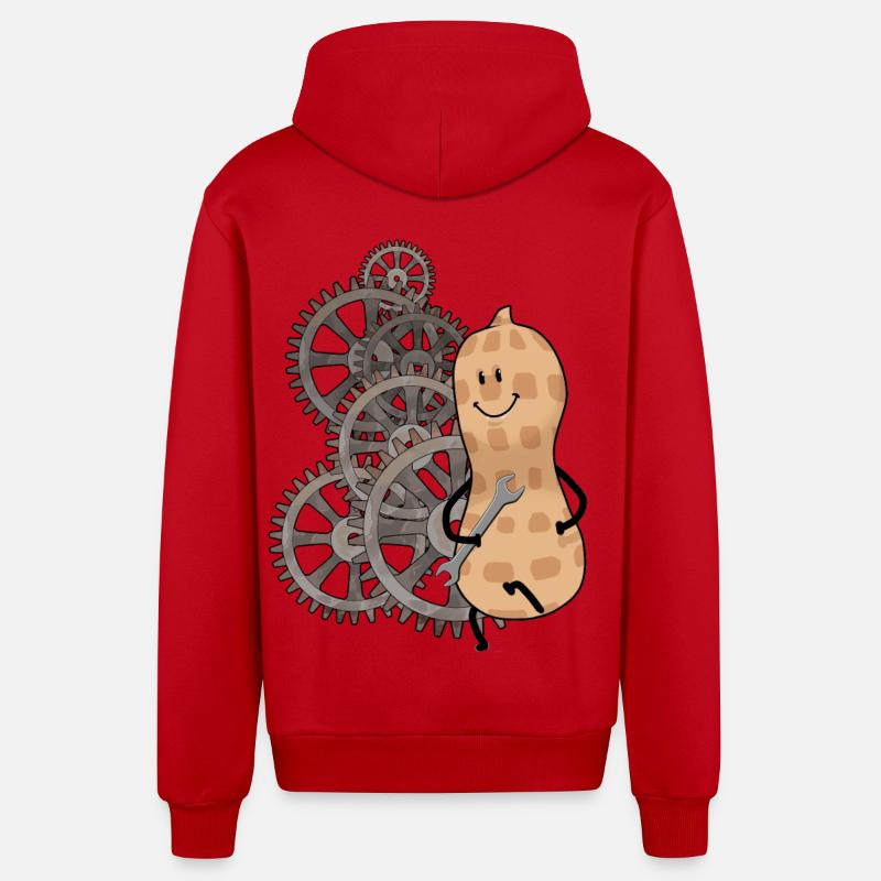Engrenage Engrenage Clé cacahuète Roue - Veste à capuche bio décontractée fabriquée en UE - rouge