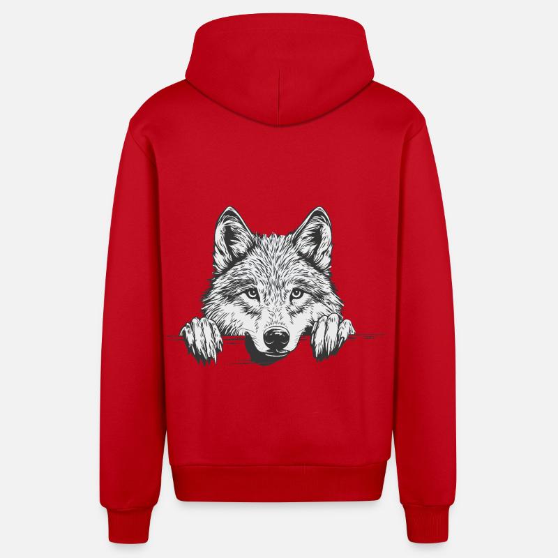 Wolf - Organic Relaxed Kapuzenjacke Made in EU - Rot
