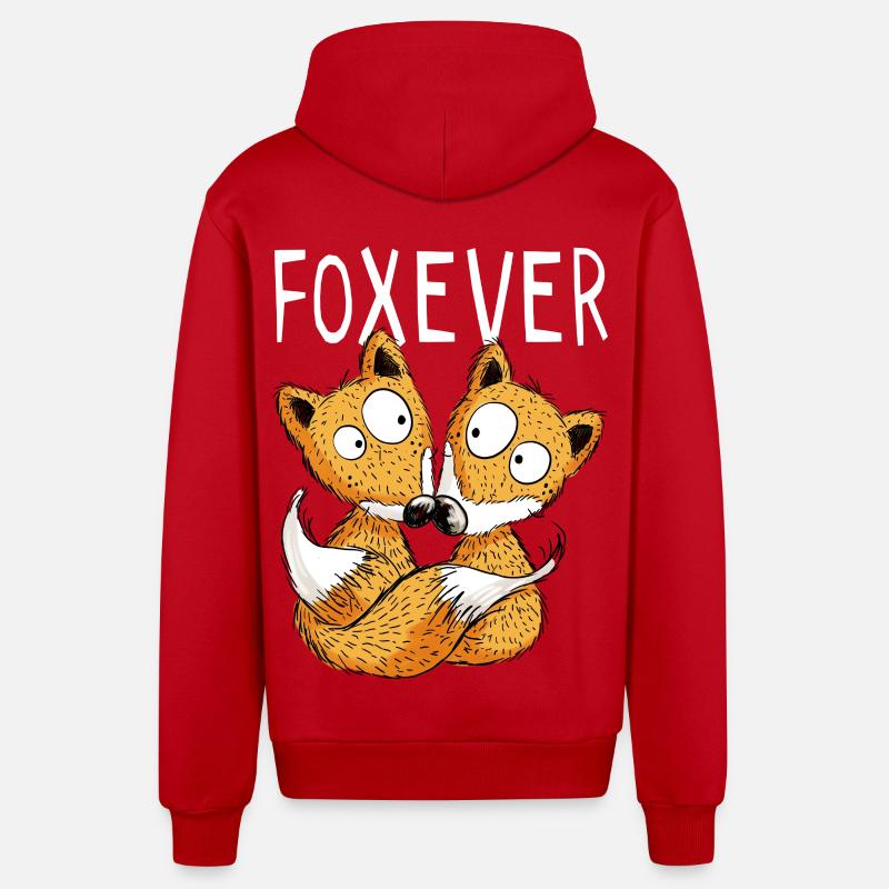 Foxever - Renard - Renards - Cadeau - Veste à capuche bio décontractée fabriquée en UE - rouge