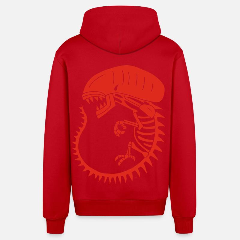 Squelette de monstre extraterrestre rouge - Veste à capuche bio décontractée fabriquée en UE - rouge