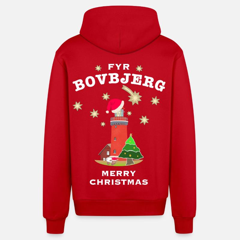 Noël Danemark, phare Bovbjerg - Veste à capuche bio décontractée fabriquée en UE - rouge