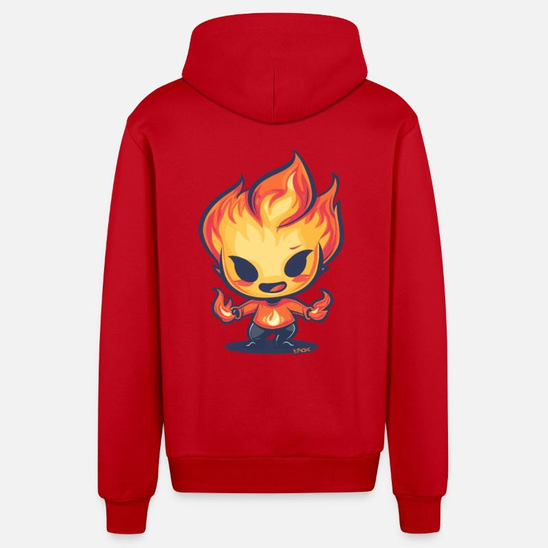 Flaming Flames : Personnage d’anime - Veste à capuche bio décontractée fabriquée en UE - rouge