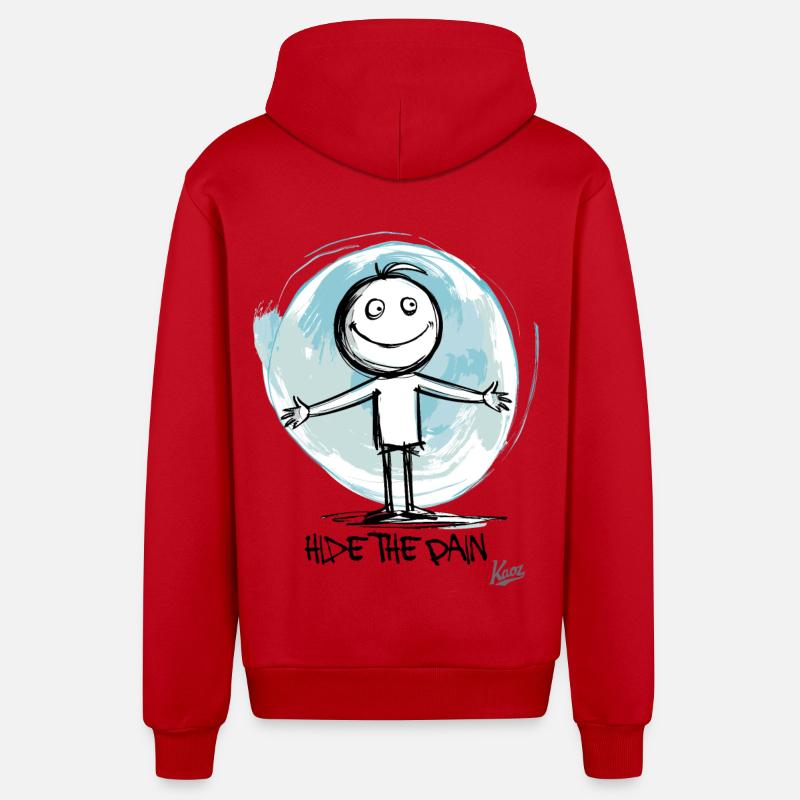 Cachez la douleur - Veste à capuche bio décontractée fabriquée en UE - rouge