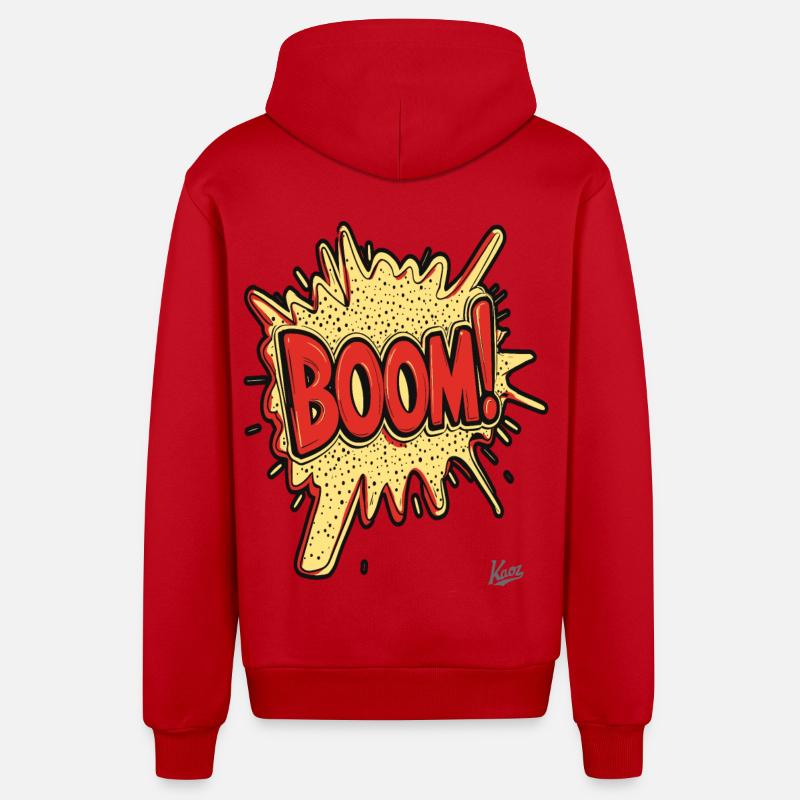 Boom - Explosion de bande dessinée - Veste à capuche bio décontractée fabriquée en UE - rouge