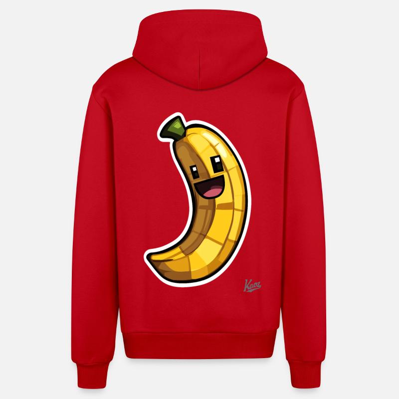 Drôle de banane pixel - Veste à capuche bio décontractée fabriquée en UE - rouge