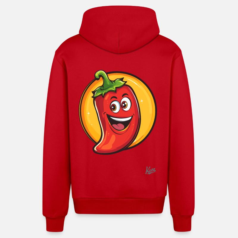 Bonjour! Pepperoni épicé drôle - Veste à capuche bio décontractée fabriquée en UE - rouge