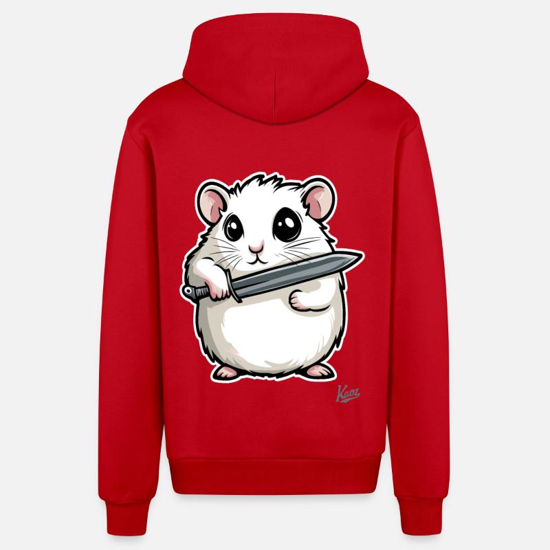 Hamster drôle avec couteau - Veste à capuche bio décontractée fabriquée en UE - rouge