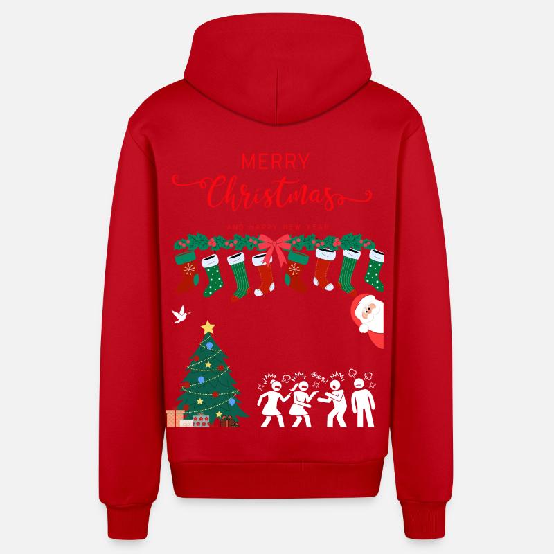 Joyeux Noël - Veste à capuche bio décontractée fabriquée en UE - rouge