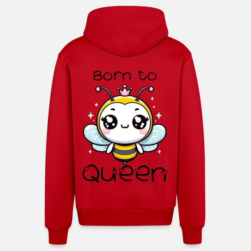 Née de la reine des abeilles - Veste à capuche bio décontractée fabriquée en UE - rouge