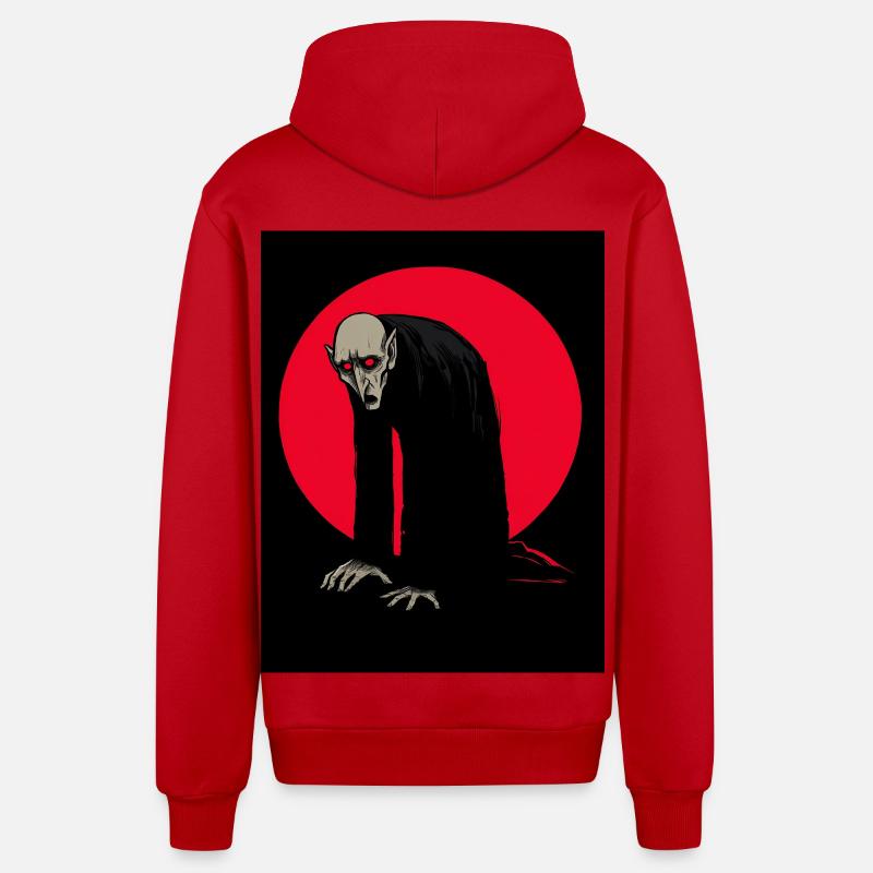 Roter Mond Vampir Dämon im Schatten - Organic Relaxed Kapuzenjacke Made in EU - Rot