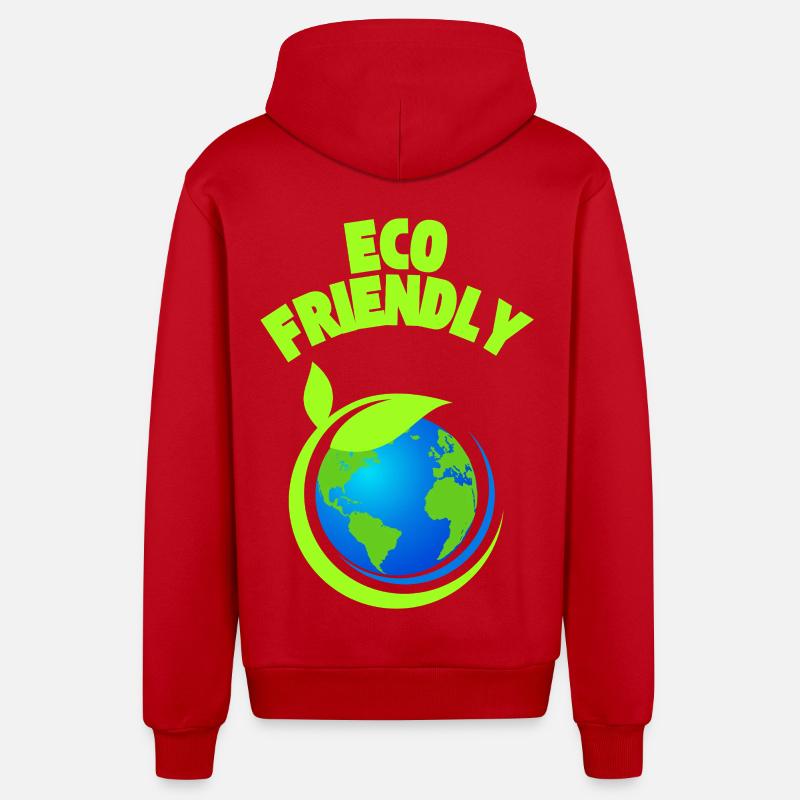 Graphique Éco Leaf Earth - Veste à capuche bio décontractée fabriquée en UE - rouge