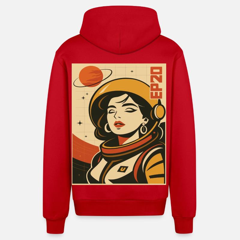 Astronaut Retro Space Comic - Veste à capuche bio décontractée fabriquée en UE - rouge