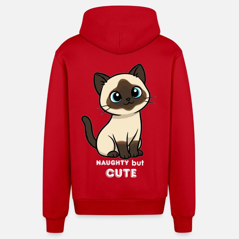Chat Coquin et Mignon - Veste à capuche bio décontractée fabriquée en UE - rouge
