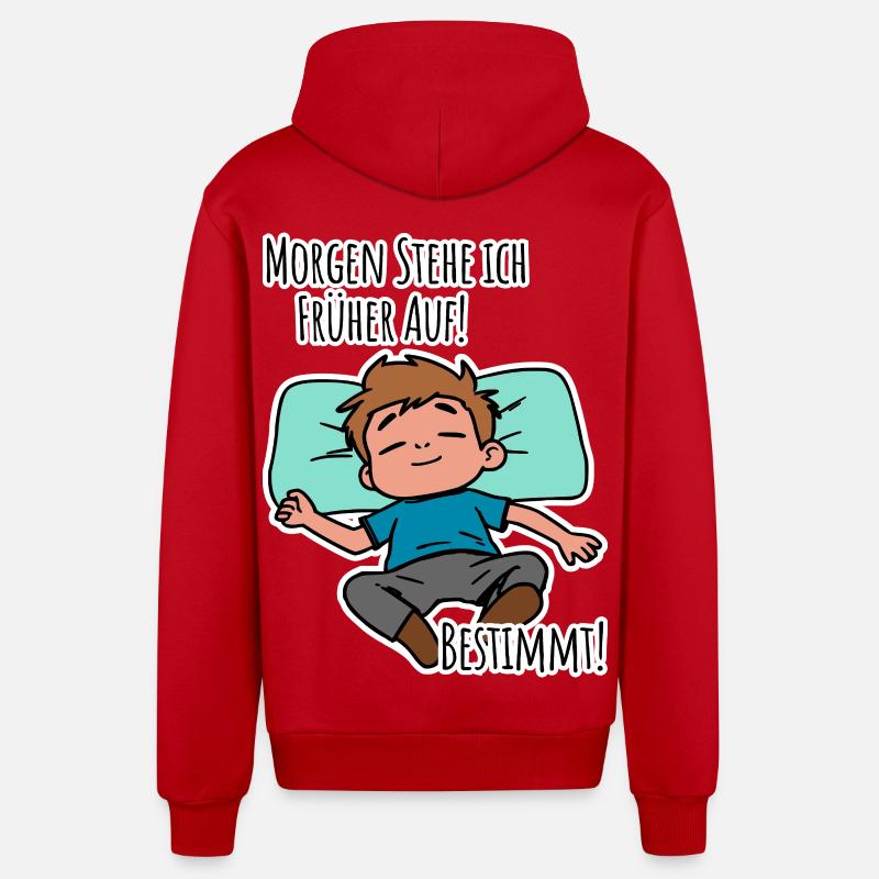 Morgenmuffel? Früh aufstehen oder faulenzen? - Organic Relaxed Kapuzenjacke Made in EU - Rot