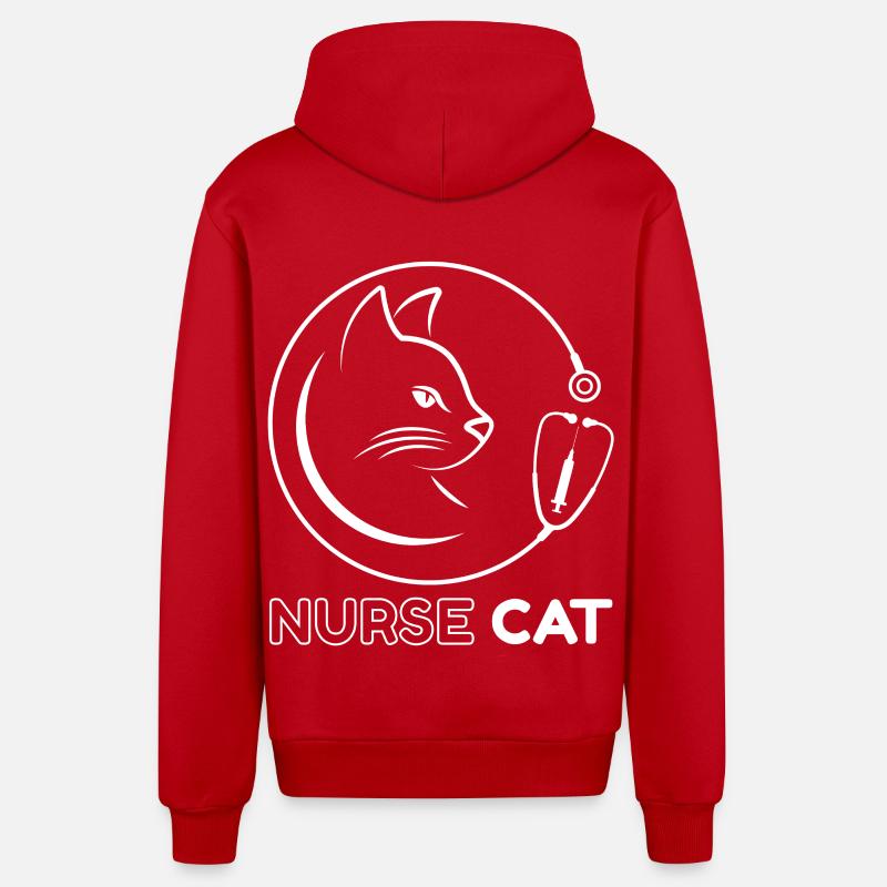 Chat Infirmier Logo - Veste à capuche bio décontractée fabriquée en UE - rouge
