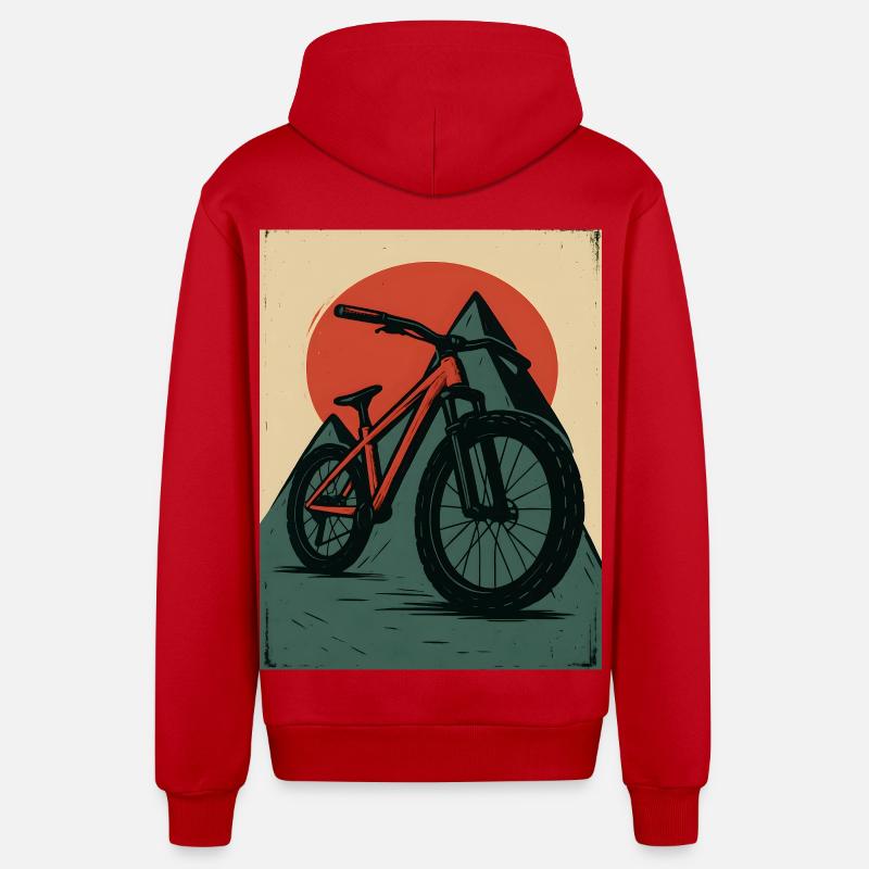 VTT avec soleils et pyramide - Veste à capuche bio décontractée fabriquée en UE - rouge