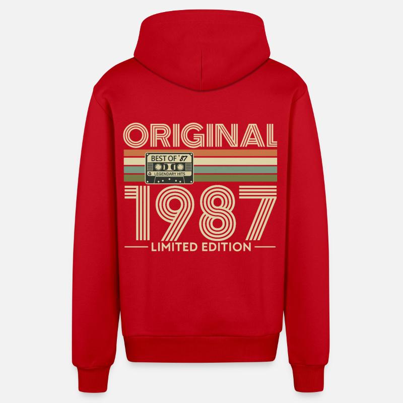 Original 1987 Edition Retro - Veste à capuche bio décontractée fabriquée en UE - rouge