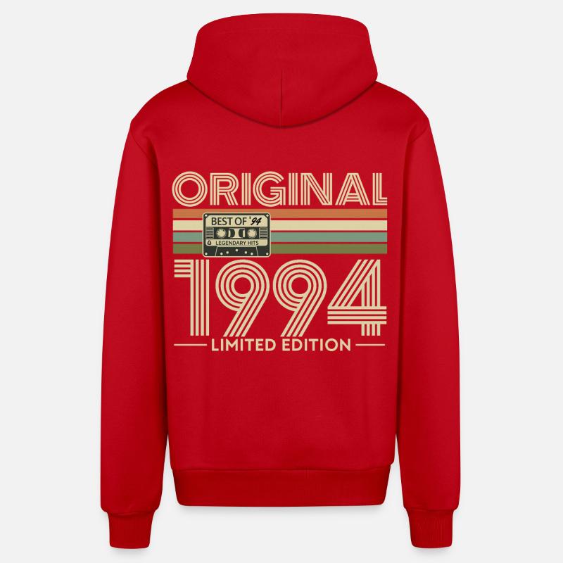 Original 1994 Rétro Édition Limitée - Veste à capuche bio décontractée fabriquée en UE - rouge