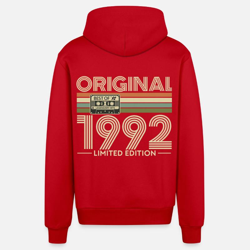 Original 1992 Édition Limitée Rétro - Veste à capuche bio décontractée fabriquée en UE - rouge