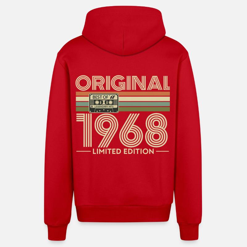 Original 1968 Rétro Limité - Veste à capuche bio décontractée fabriquée en UE - rouge
