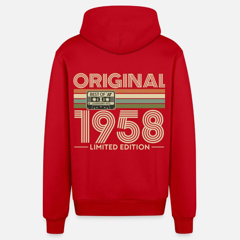 Original 1958 Edition Retro - Veste à capuche bio décontractée fabriquée en UE - rouge