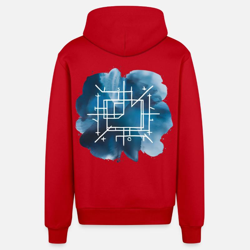 Plan d’architecture Print - Veste à capuche bio décontractée fabriquée en UE - rouge