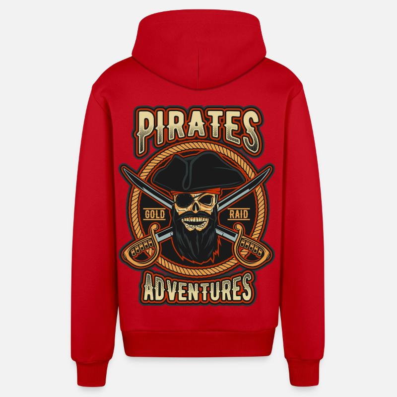 Pirate Gold Raid Patch - Veste à capuche bio décontractée fabriquée en UE - rouge