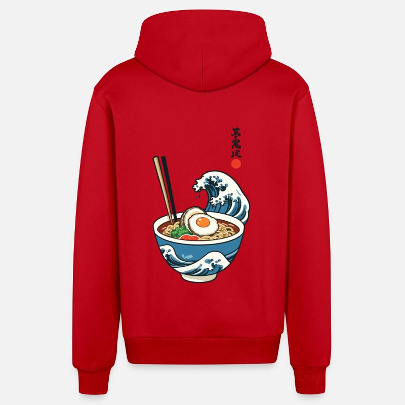 Ramen Ukiyo-e Esthétique Japonaise Rétro - Veste à capuche bio décontractée fabriquée en UE - rouge