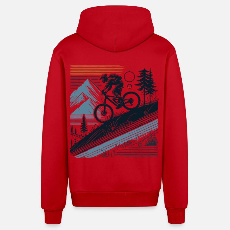 VTT Aventure Vélo Nature - Veste à capuche bio décontractée fabriquée en UE - rouge