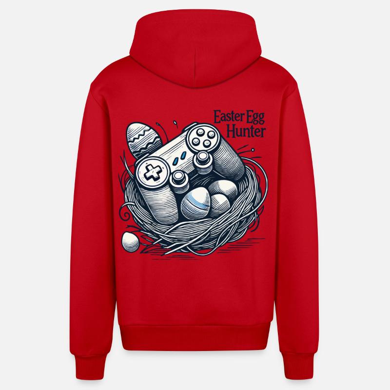 Osterei Jäger Gaming Controller Design - Organic Relaxed Kapuzenjacke Made in EU - Rot
