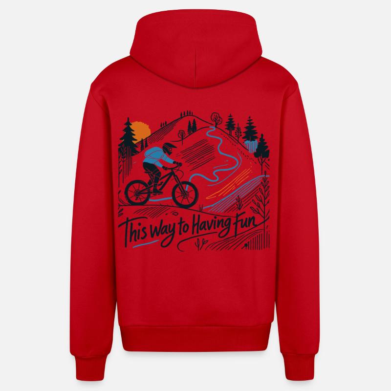 Aventure à vélo pour s’amuser - Veste à capuche bio décontractée fabriquée en UE - rouge