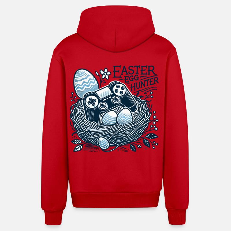 Oster Eierjäger Gaming Controller Nest - Organic Relaxed Kapuzenjacke Made in EU - Rot