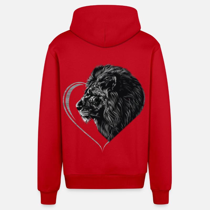 Lion - Veste à capuche bio décontractée fabriquée en UE - rouge