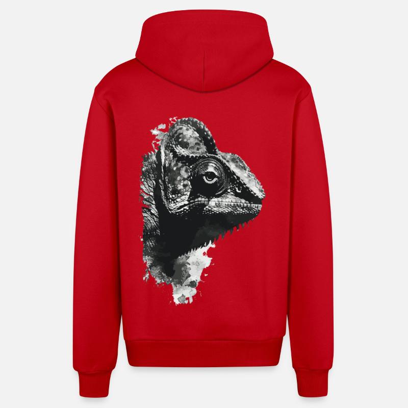 caméléon - Veste à capuche bio décontractée fabriquée en UE - rouge