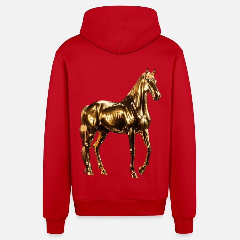 Pferd - Organic Relaxed Kapuzenjacke Made in EU - Rot