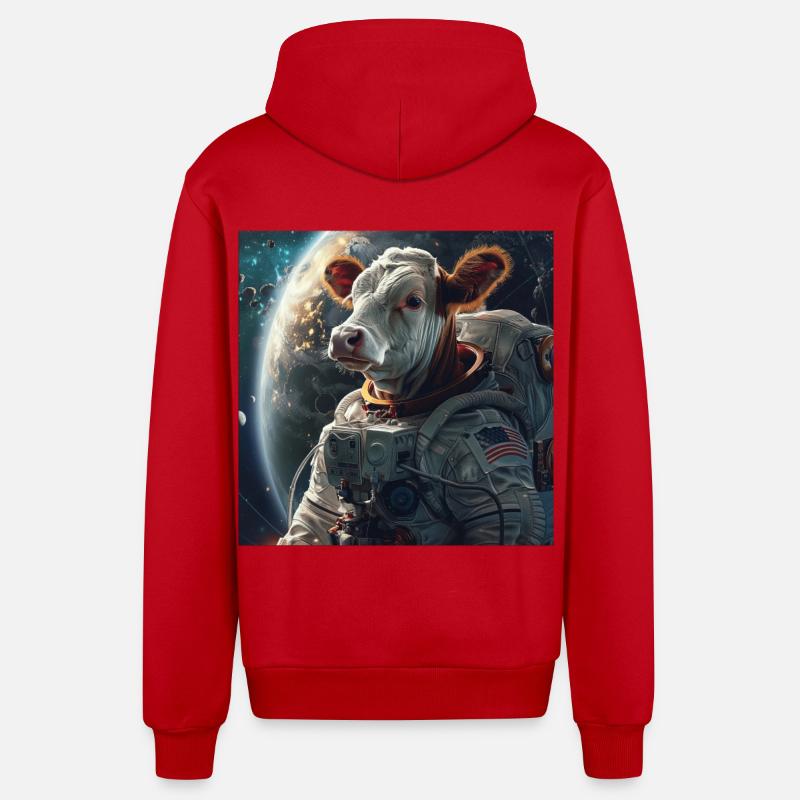 Vache - Veste à capuche bio décontractée fabriquée en UE - rouge