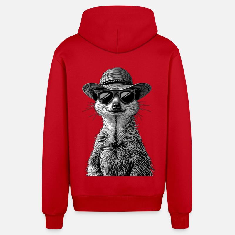 Suricate - Veste à capuche bio décontractée fabriquée en UE - rouge