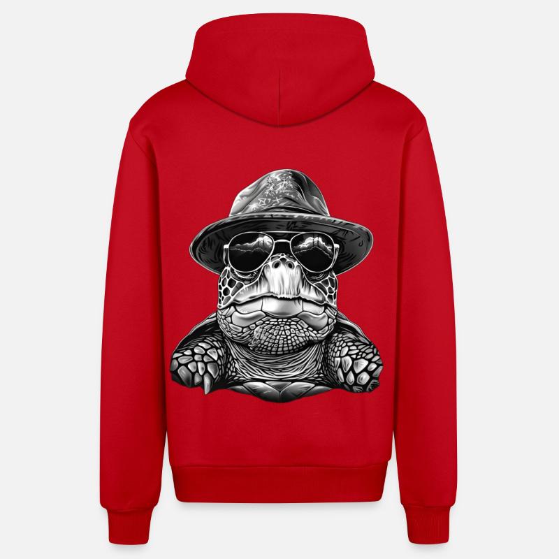 Tortue - Veste à capuche bio décontractée fabriquée en UE - rouge