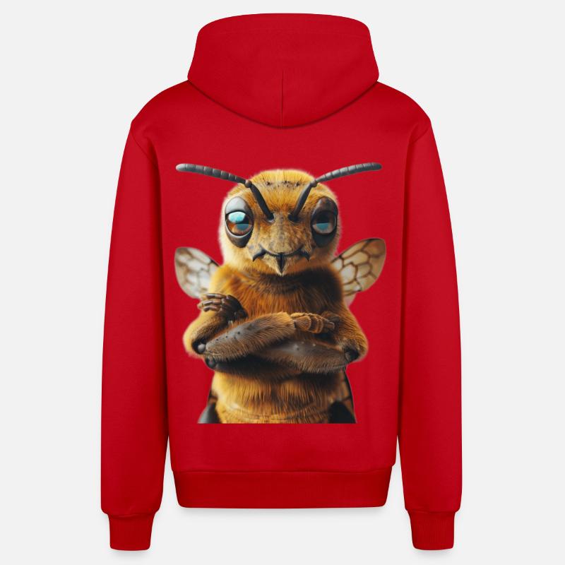 Bee - Organic Relaxed Hooded Jacket Made in EU - red